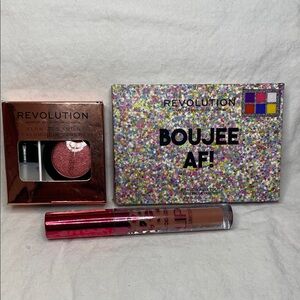 2/$20 Revolution Makeup Bundle-EyeshadowPalette Flawless Foils &LA Lip Gloss NIP
